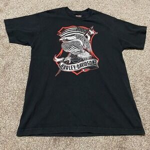 Harley-Davidson Route 66 Tulsa OK Eagle Graphic T-Shirt Black Mens L USA Made
